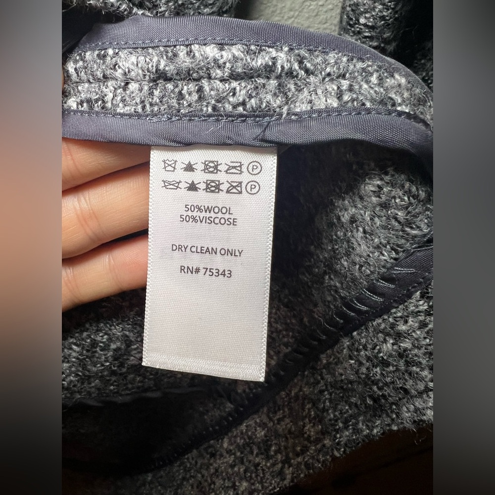 Tahari Long Open Long Cardigan Large Gray Sleeve Relaxed Duster Wool Blend Sz L - Picture 2 of 4
